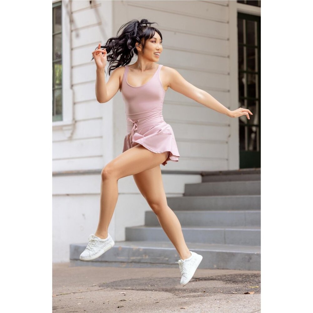 Popflex Active Blush Pink Twirl Dress Skort Romper